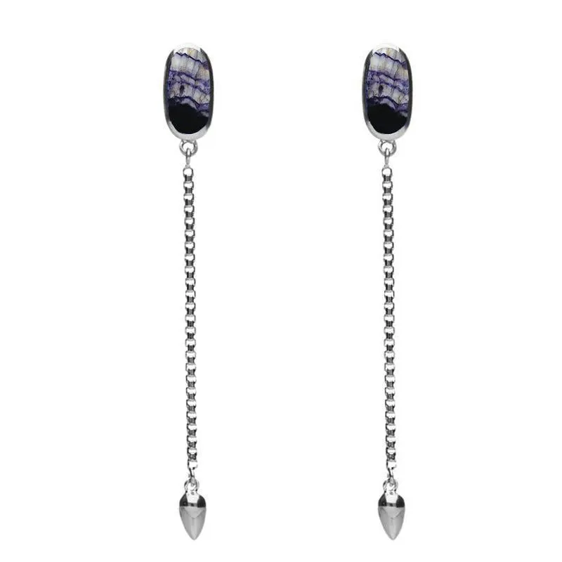 Sterling Silver Blue John Lineaire Long Drop Stud Earrings sold by Jura Watches