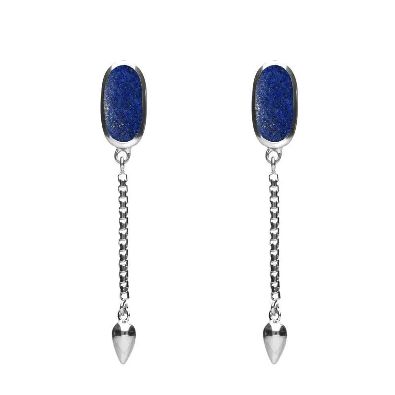 Sterling Silver Lapis Lazuli Lineaire Medium Drop Stud Earrings sold by Jura Watches