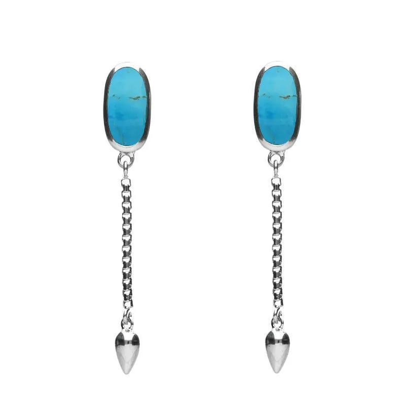 Sterling Silver Turquoise Lineaire Medium Drop Stud Earrings sold by Jura Watches