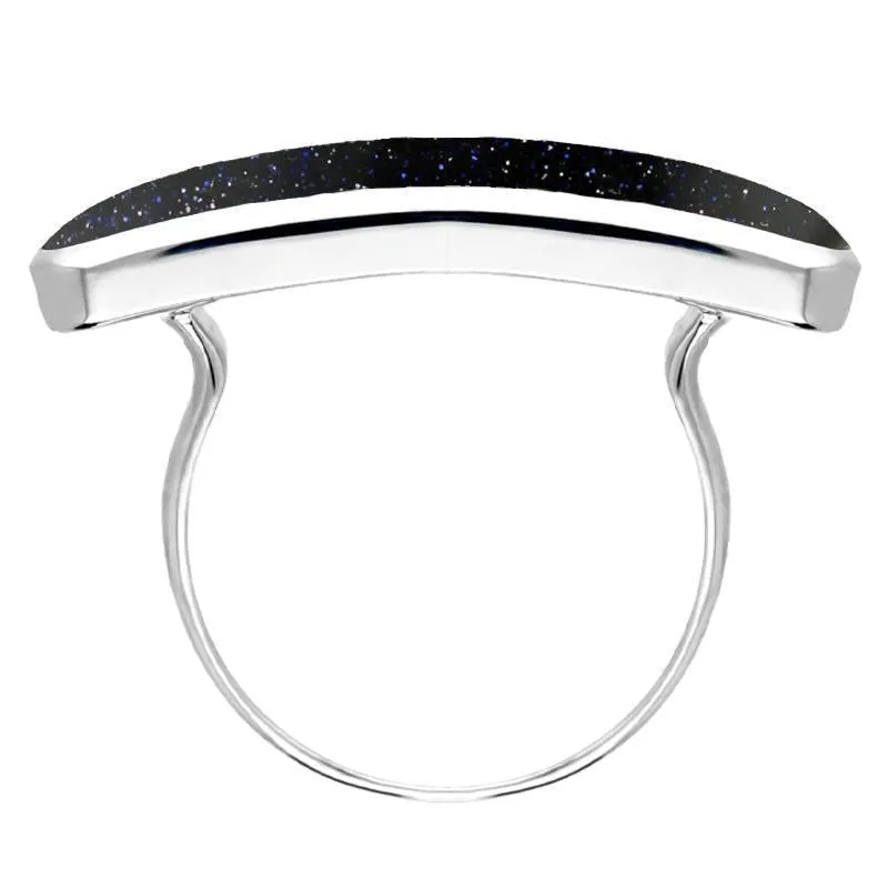 Sterling Silver Blue Goldstone Lineaire Long Oval Ring sold by Jura Watches product image thumbnail 2