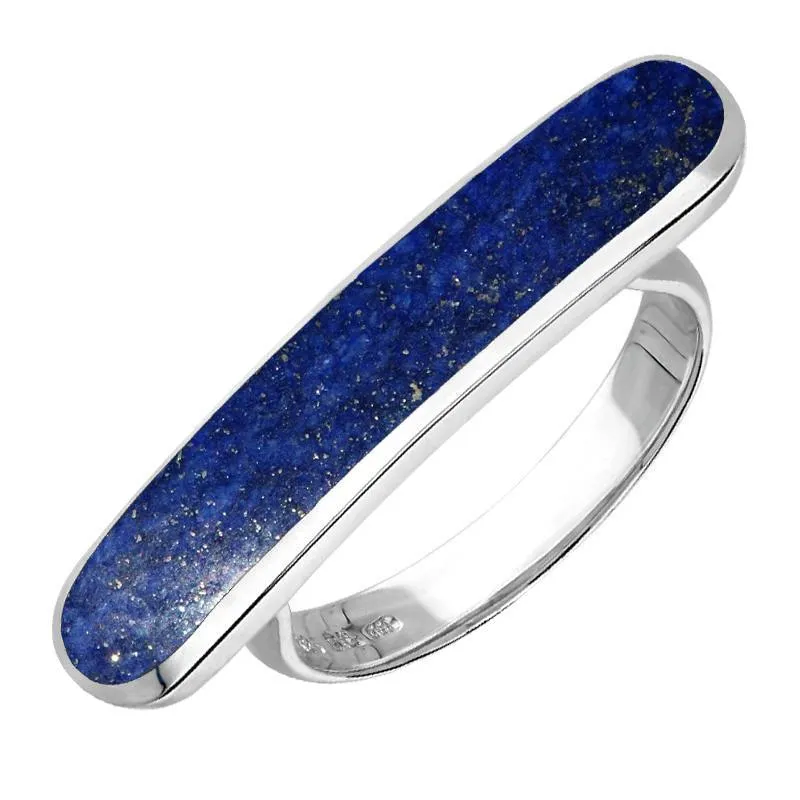 Sterling Silver Lapis Lazuli Lineaire Long Oval Ring sold by Jura Watches