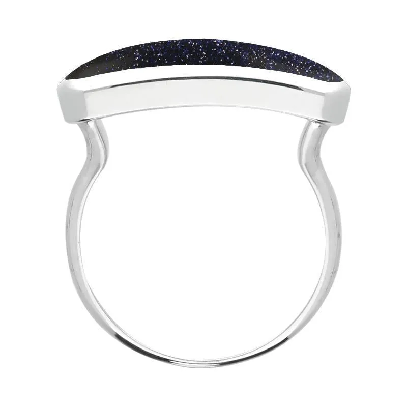 Sterling Silver Blue Goldstone Lineaire Petite Oval Ring sold by Jura Watches product image thumbnail 2