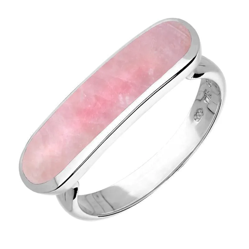 Sterling Silver Rose Quartz Lineaire Petite Oval Ring sold by Jura Watches