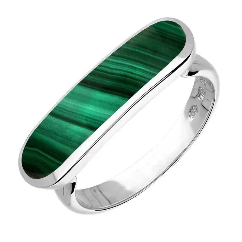 Sterling Silver Malachite Lineaire Petite Oval Ring sold by Jura Watches