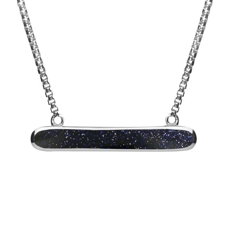 Sterling Silver Blue Goldstone Lineaire Oval Necklace sold by Jura Watches