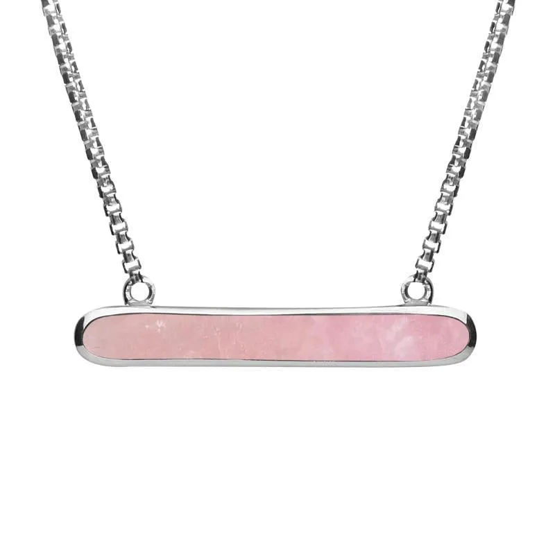Sterling Silver Rose Quartz Lineaire Oval Necklace sold by Jura Watches