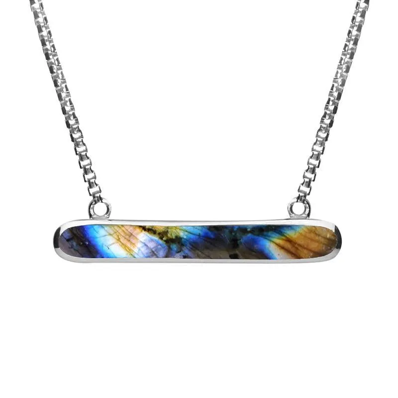 Sterling Silver Spectrolite Lineaire Oval Necklace sold by Jura Watches
