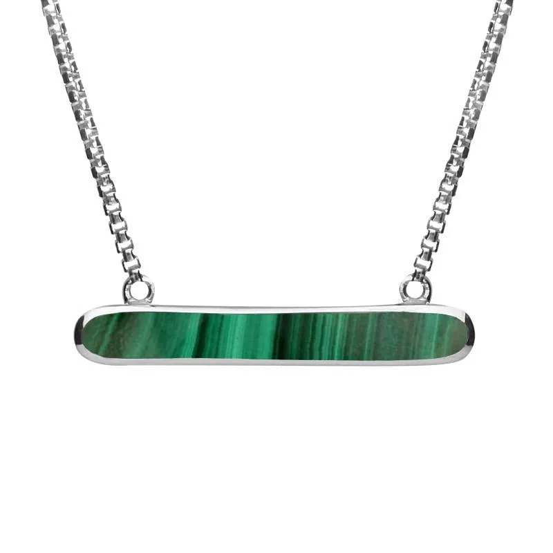 Sterling Silver Malachite Lineaire Oval Necklace sold by Jura Watches