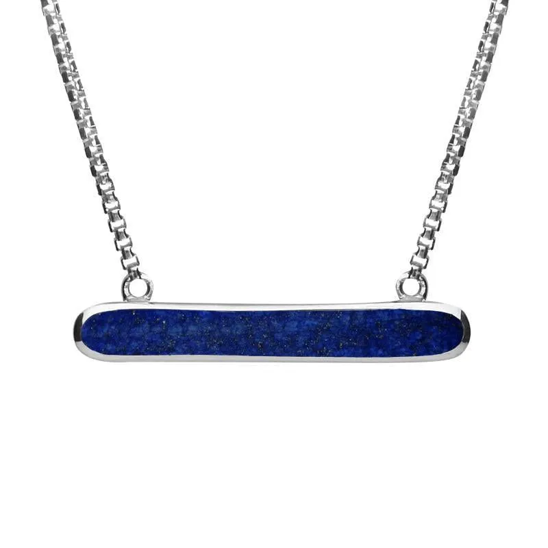 Sterling Silver Lapis Lazuli Lineaire Oval Necklace sold by Jura Watches