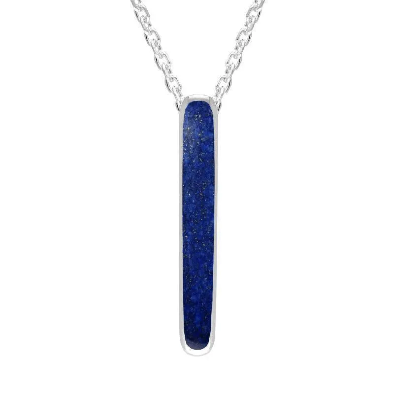Sterling Silver Lapis Lazuli Lineaire Drop Oval Necklace sold by Jura Watches