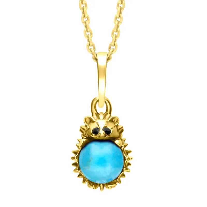 9ct Yellow Gold Turquoise Tiny Hedgehog Necklace sold by Jura Watches