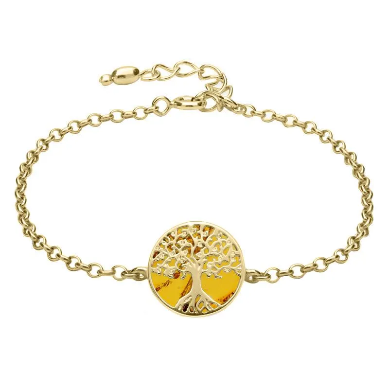 9ct Yellow Gold Amber Round Tree Chain Bracelet sold by Jura Watches