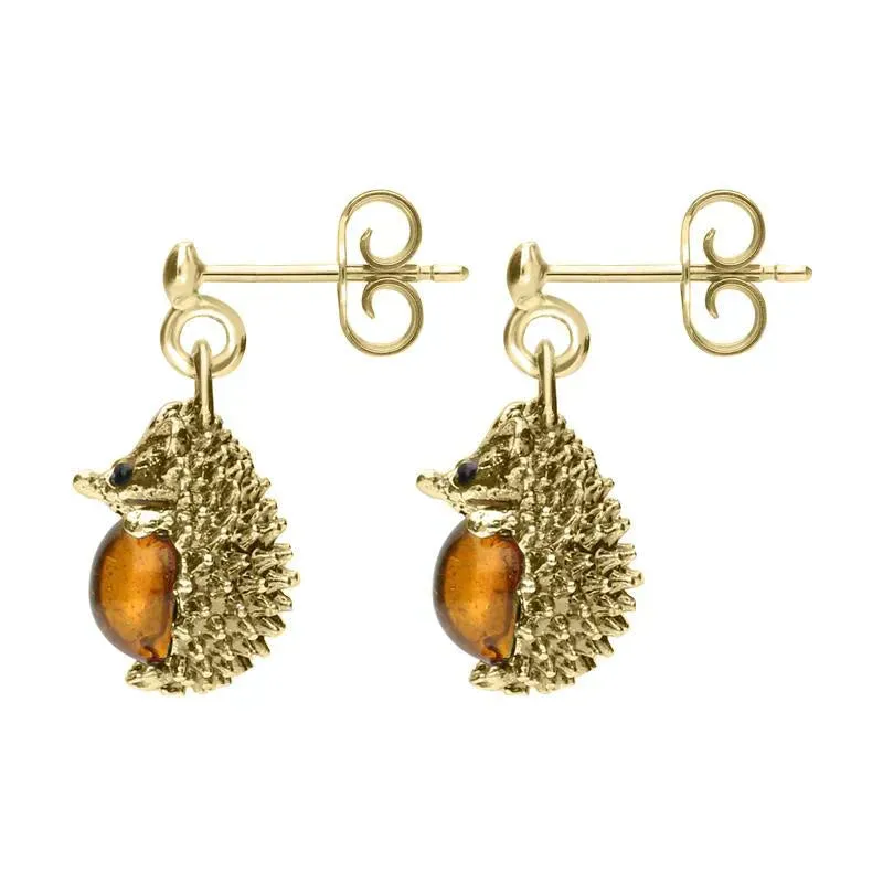 9ct Yellow Gold Amber Tiny Hedgehog Drop Earrings sold by Jura Watches product image thumbnail 2
