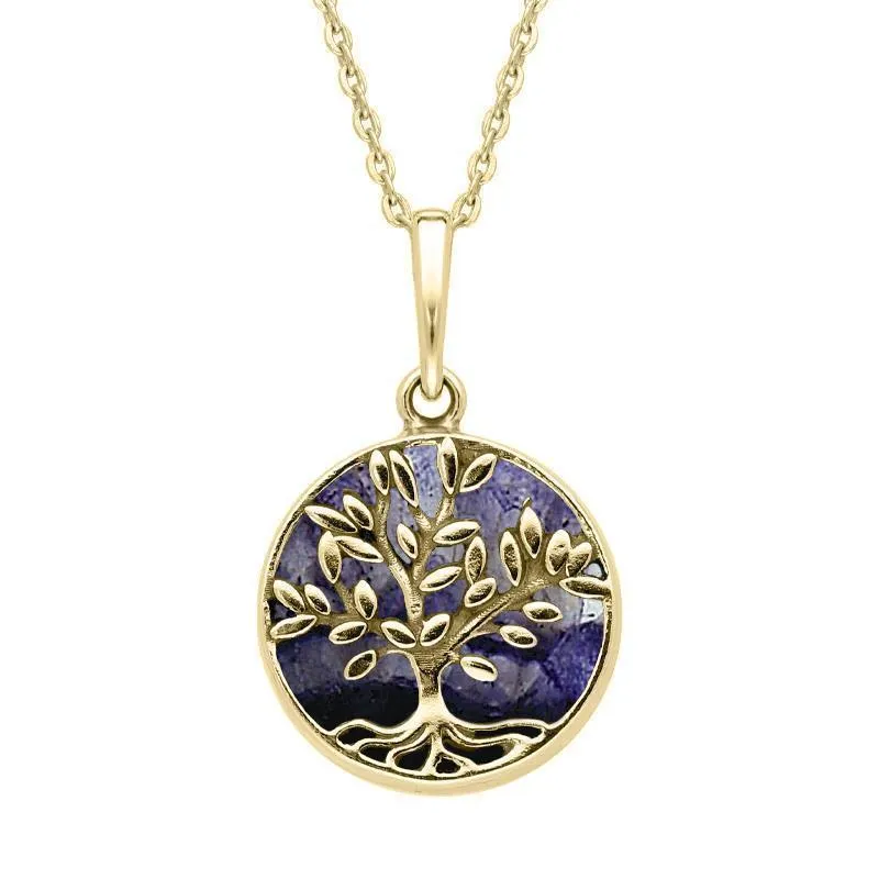 9ct Yellow Gold Blue John Round Large Leaves Tree of Life Two Piece Set sold by Jura Watches product image thumbnail 2