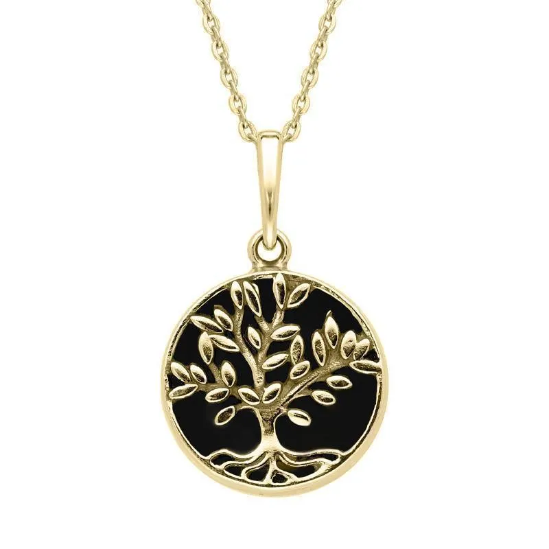 9ct Yellow Gold Whitby Jet Round Large Leaves Tree of Life Two Piece Set sold by Jura Watches product image thumbnail 2