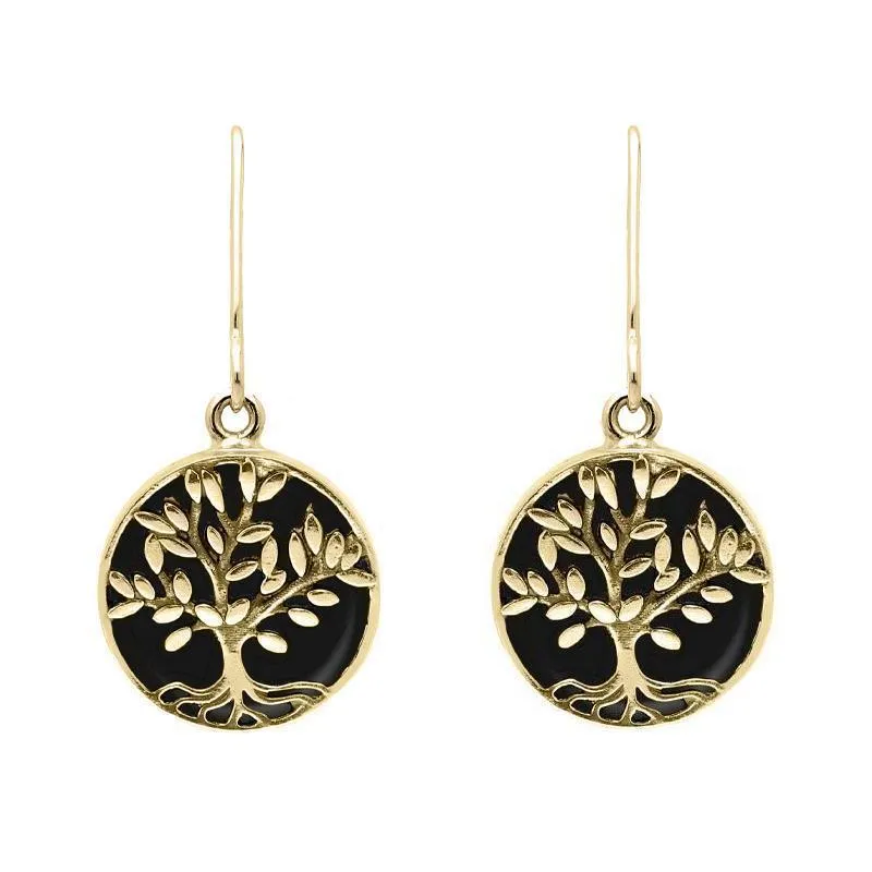 9ct Yellow Gold Whitby Jet Round Large Leaves Tree of Life Two Piece Set sold by Jura Watches product image thumbnail 3