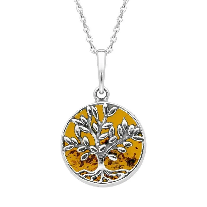 Sterling Silver Amber Round Large Leaves Tree of Life Two Piece Set sold by Jura Watches product image thumbnail 2