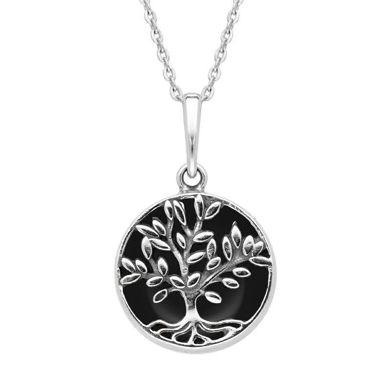 Sterling Silver Whitby Jet Round Large Leaves Tree of Life Two Piece Set sold by Jura Watches product image thumbnail 2