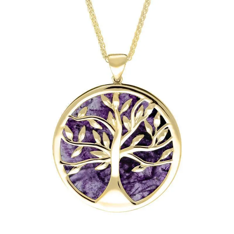 9ct Yellow Gold Blue John Large Round Tree of Life Two Piece Set sold by Jura Watches product image thumbnail 2