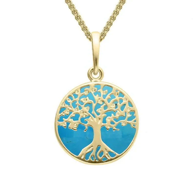 9ct Yellow Gold Turquoise Small Round Tree of Life Two Piece Set sold by Jura Watches product image thumbnail 2