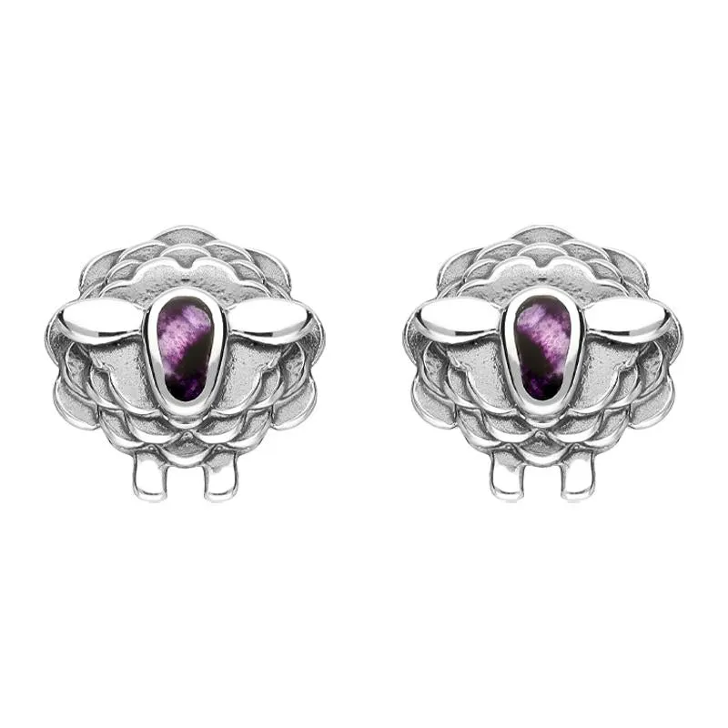 Sterling Silver Blue John Sheep Stud Earrings sold by Jura Watches