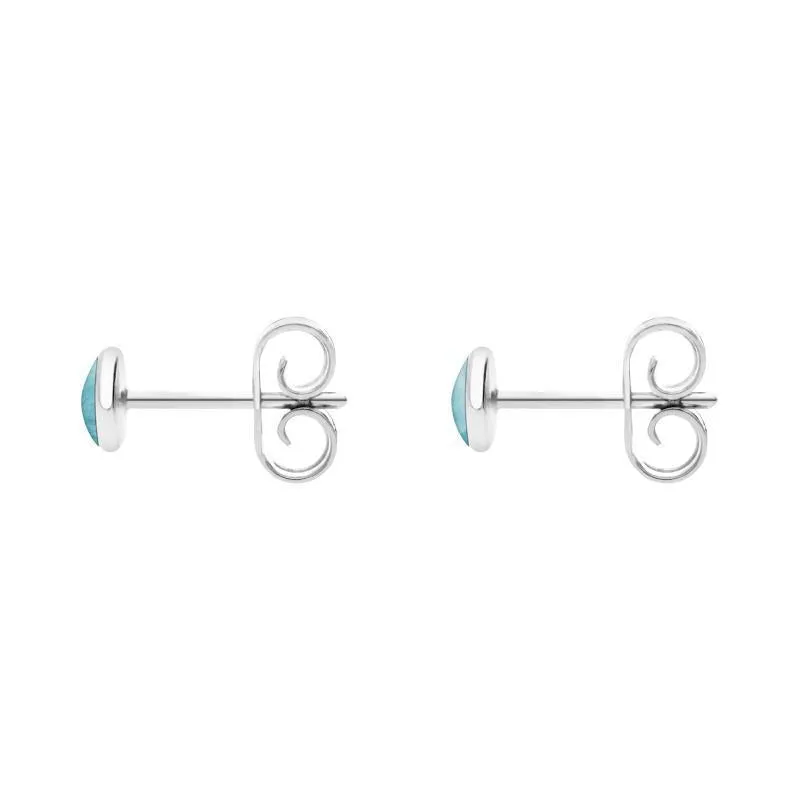 Sterling Silver Larimar 4mm Classic Small Round Stud Earrings sold by Jura Watches product image thumbnail 2