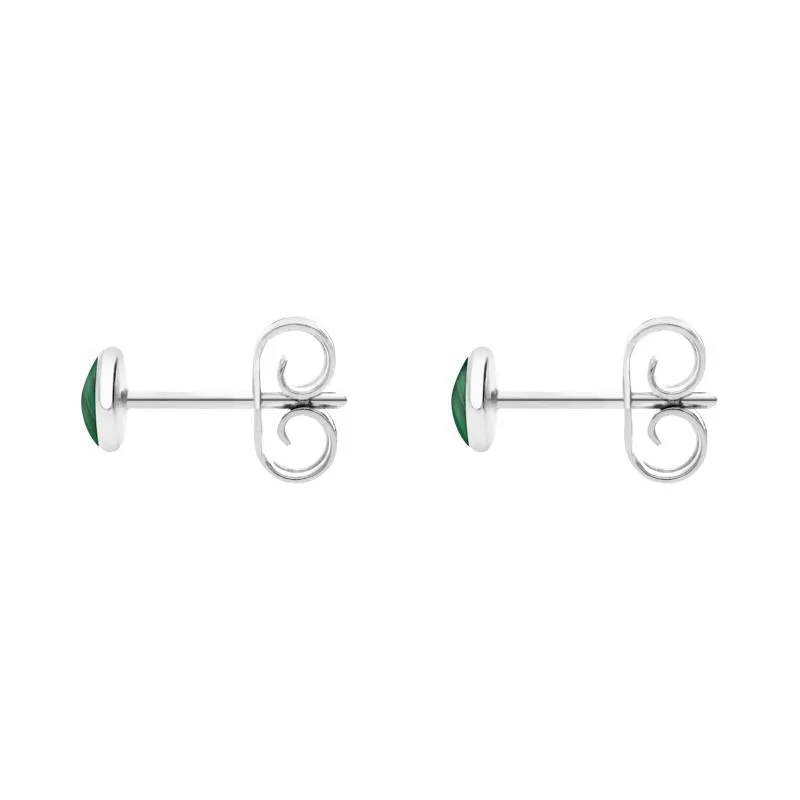 Sterling Silver Malachite 4mm Classic Small Round Stud Earrings sold by Jura Watches product image thumbnail 2