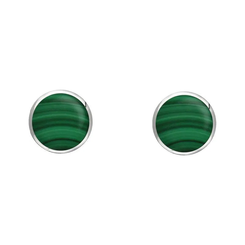 Sterling Silver Malachite 4mm Classic Small Round Stud Earrings sold by Jura Watches