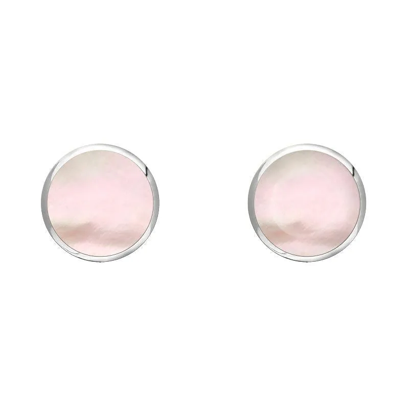 Sterling Silver Pink Mother of Pearl 4mm Classic Small Round Stud Earrings sold by Jura Watches