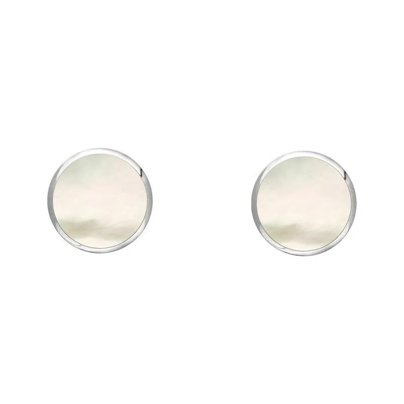 Sterling Silver White Mother of Pearl 4mm Classic Small Round Stud Earrings sold by Jura Watches