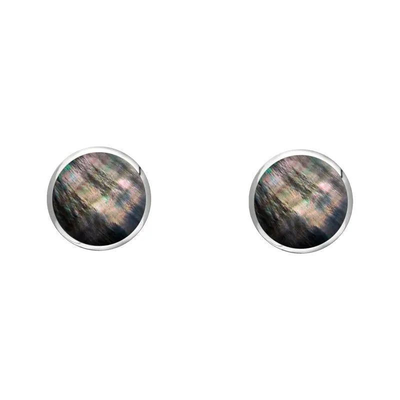 Sterling Silver Dark Mother of Pearl 4mm Classic Small Round Stud Earrings sold by Jura Watches