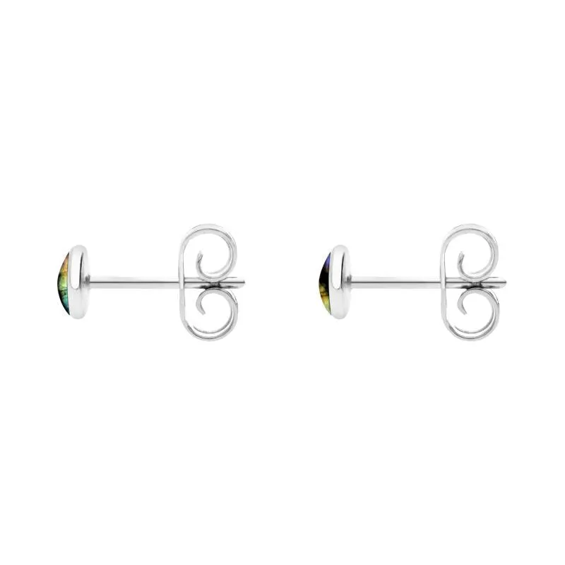 Sterling Silver Spectrolite 4mm Classic Small Round Stud Earrings sold by Jura Watches product image thumbnail 2