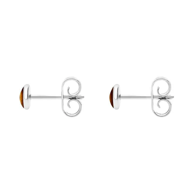 Sterling Silver Tigers Eye 4mm Classic Small Round Stud Earrings sold by Jura Watches product image thumbnail 2