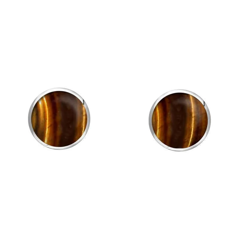 Sterling Silver Tigers Eye 4mm Classic Small Round Stud Earrings sold by Jura Watches