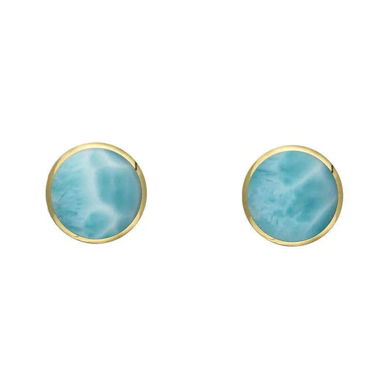 9ct Yellow Gold Larimar 4mm Classic Small Round Stud Earrings sold by Jura Watches