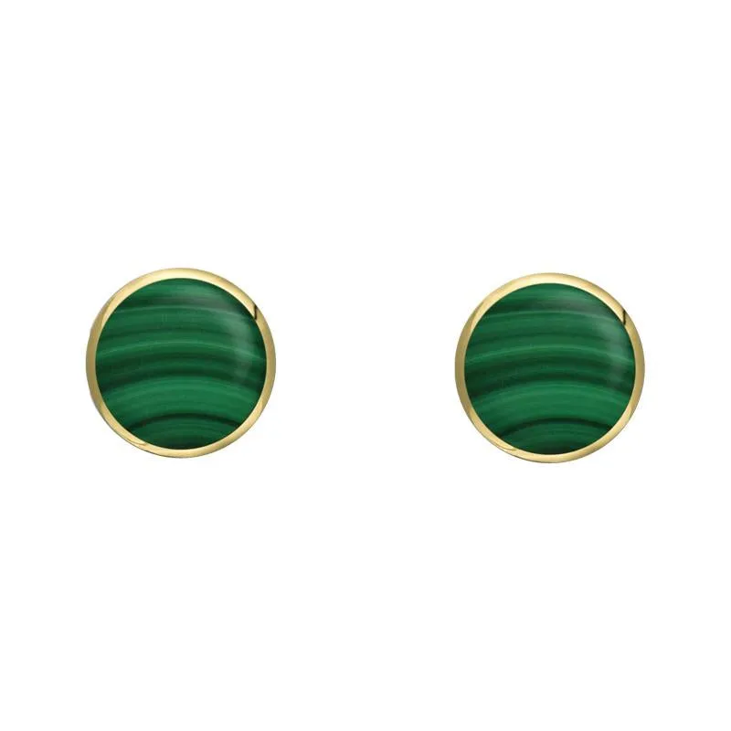 9ct Yellow Gold Malachite 4mm Classic Small Round Stud Earrings sold by Jura Watches