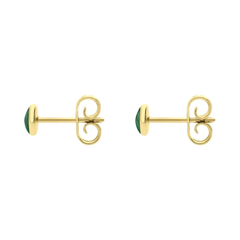 9ct Yellow Gold Malachite 4mm Classic Small Round Stud Earrings sold by Jura Watches product image thumbnail 2