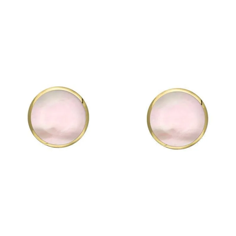 9ct Yellow Gold Pink Mother of Pearl 4mm Classic Small Round Stud Earrings sold by Jura Watches