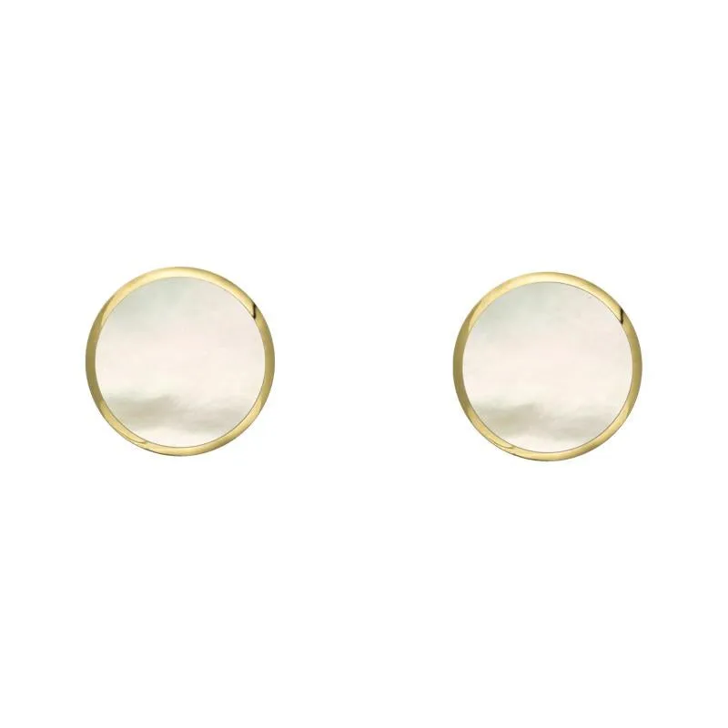 9ct Yellow Gold White Mother of Pearl 4mm Classic Small Round Stud Earrings sold by Jura Watches
