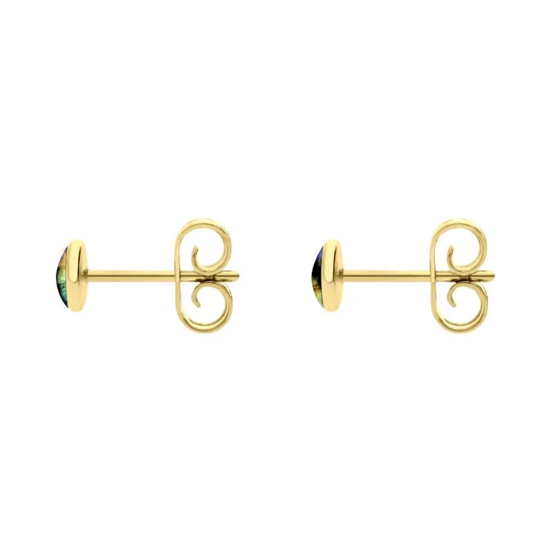 9ct Yellow Gold Spectrolite 4mm Classic Small Round Stud Earrings sold by Jura Watches product image thumbnail 2