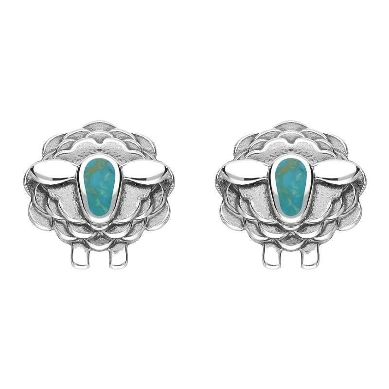 Sterling Silver Turquoise Sheep Stud Earrings sold by Jura Watches
