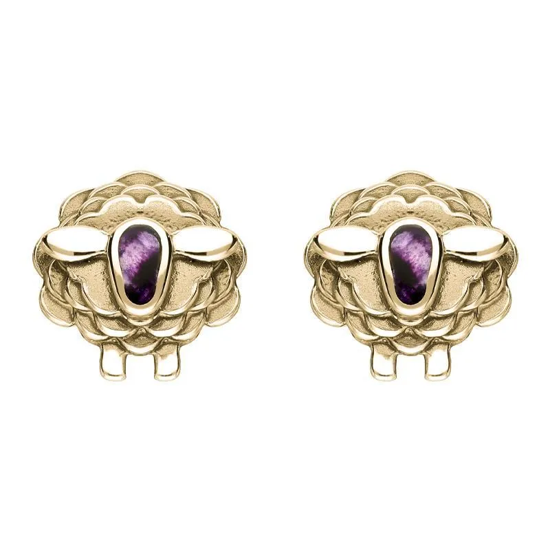 9ct Yellow Gold Blue John Sheep Stud Earrings sold by Jura Watches