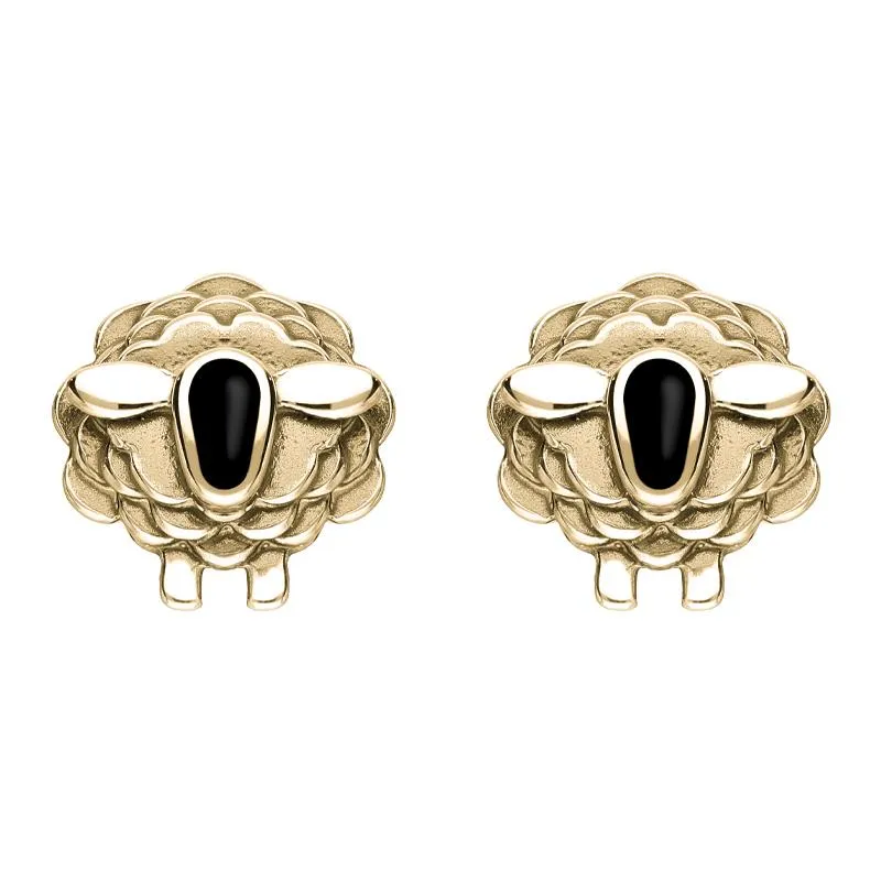 9ct Yellow Gold Whitby Jet Sheep Stud Earrings sold by Jura Watches