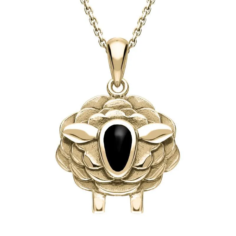 9ct Yellow Gold Whitby Jet Sheep Necklace sold by Jura Watches