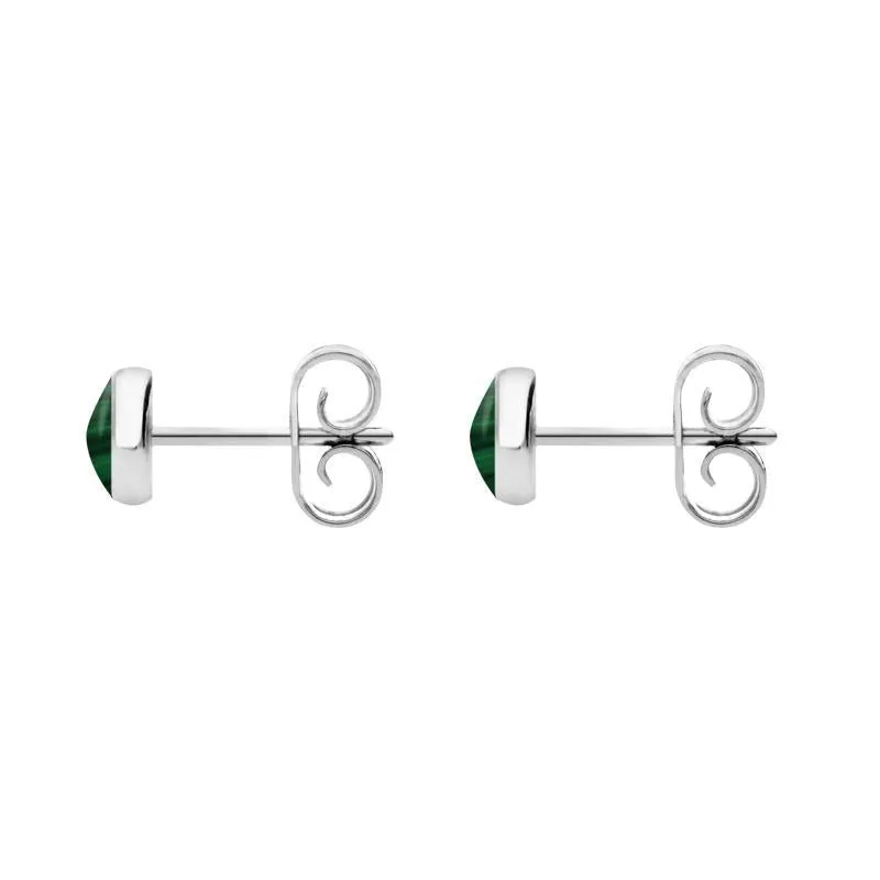 Sterling Silver Malachite 5mm Classic Small Round Stud Earrings sold by Jura Watches product image thumbnail 2