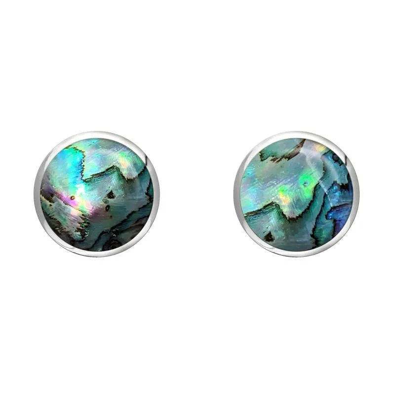 Sterling Silver Abalone 6mm Classic Medium Round Stud Earrings sold by Jura Watches