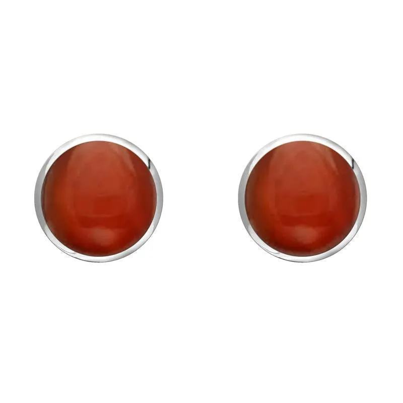 Sterling Silver Carnelian 6mm Classic Medium Round Stud Earrings sold by Jura Watches