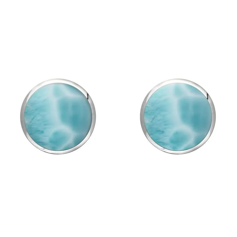Sterling Silver Larimar 6mm Classic Medium Round Stud Earrings sold by Jura Watches