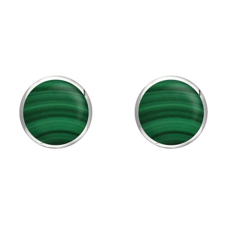 Sterling Silver Malachite 6mm Classic Medium Round Stud Earrings sold by Jura Watches
