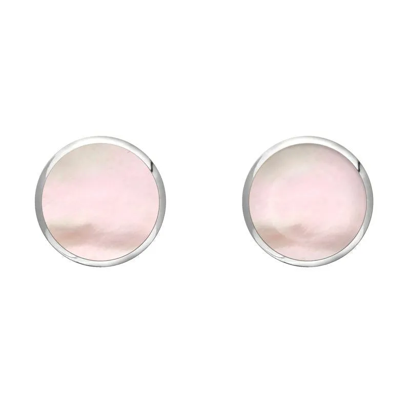 Sterling Silver Pink Mother of Pearl 6mm Classic Medium Round Stud Earrings sold by Jura Watches